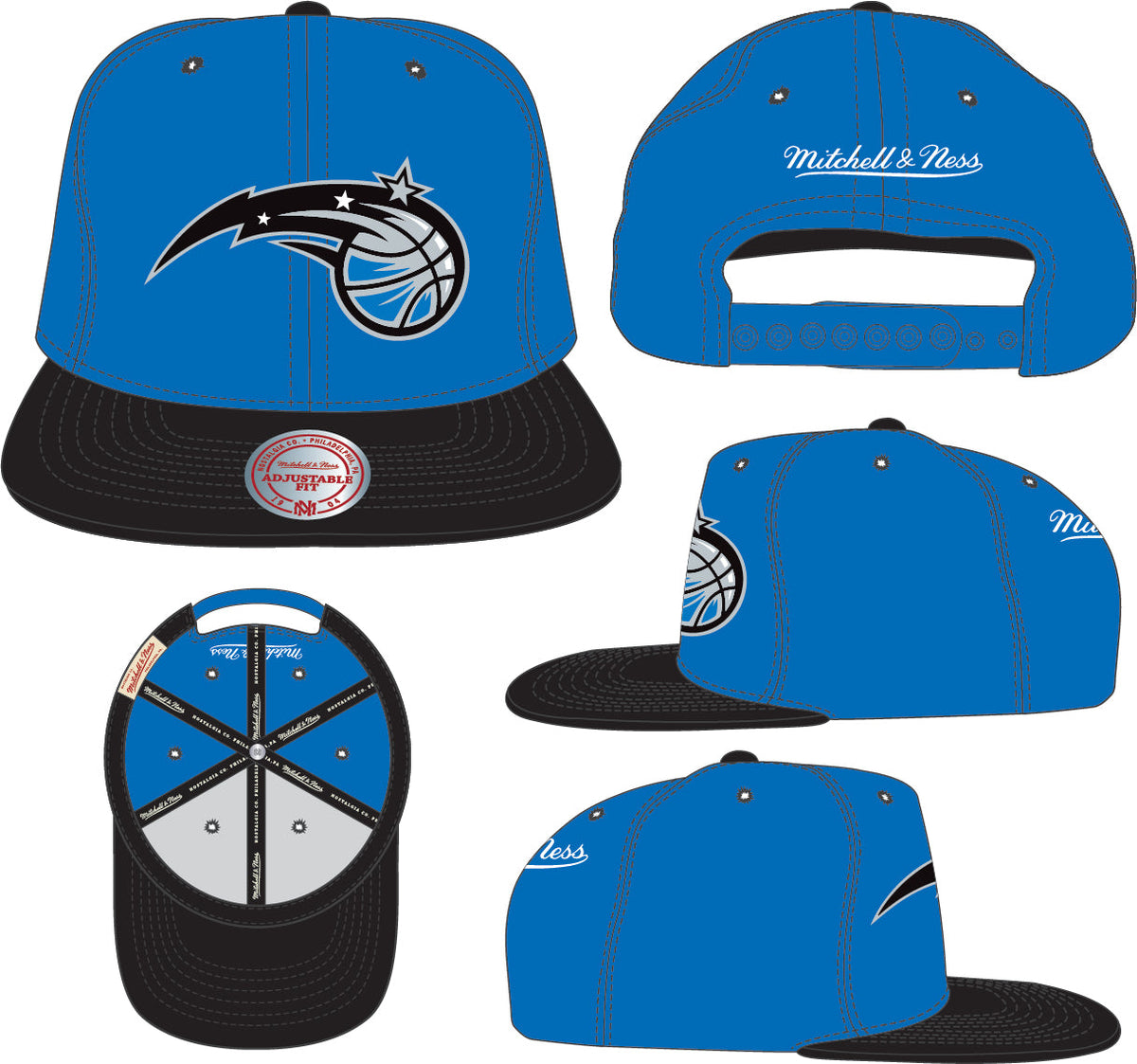 Mitchell & Ness Orlando Magic Core Blue/Black Adjustable Snapback Hat for Men product image 5, provided for visual reference