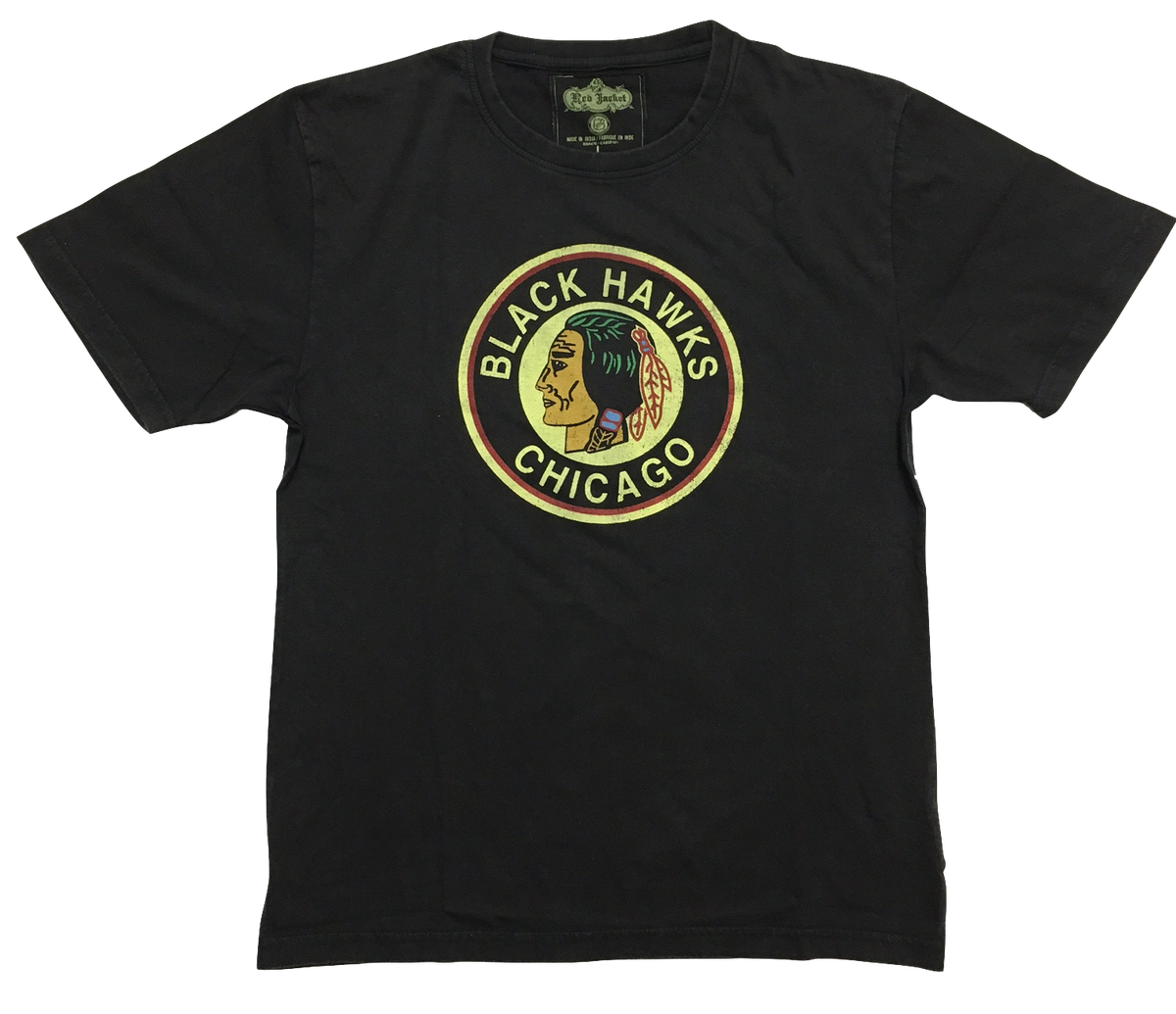 Chicago Blackhawks Brass Tacks 1934 Logo Black Brass Tacks T-Shirt By Red Jacket product image 1, provided for visual