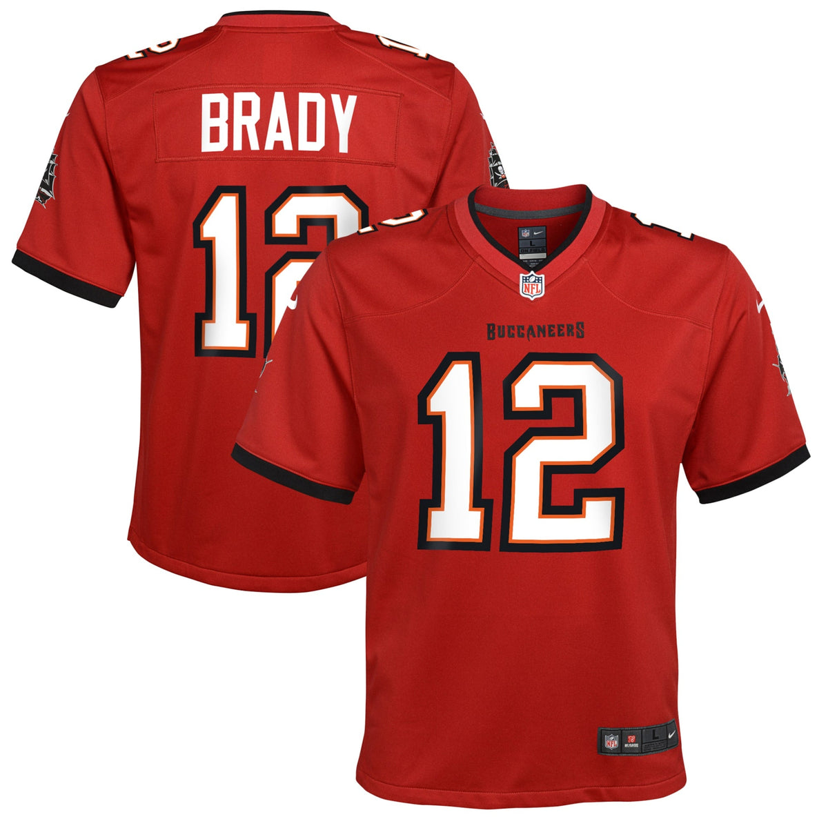 Youth Tampa Bay Buccaneers Tom Brady Nike Red Game Jersey product image 1, provided for visual reference and product detail