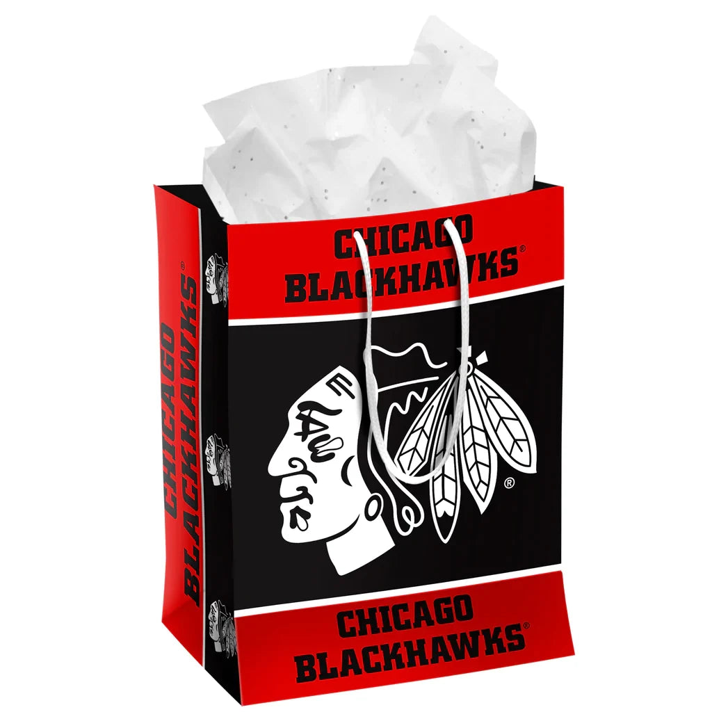 Chicago Blackhawks Medium Gift Bag by Forever Collectibles product image 1, provided for visual reference and product detail