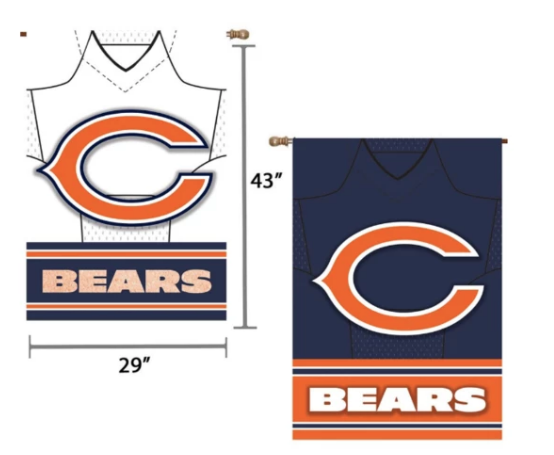 Chicago Bears 29" x 43" Double‑Sided Jersey Foil House Flag product image 1, provided for visual reference and product