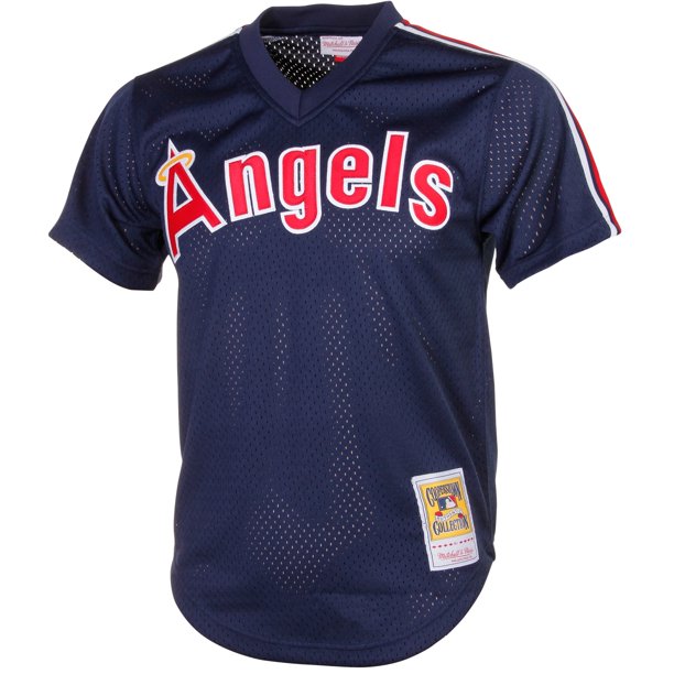 Reggie Jackson California Angels Mitchell & Ness Cooperstown Collection Mesh Batting Practice Button-Up Jersey - Navy for
