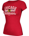 Chicago Blackhawks Reebok Red Flag Fade Cap Sleeve T-Shirt By Reebok for Women product image 1, provided for visual