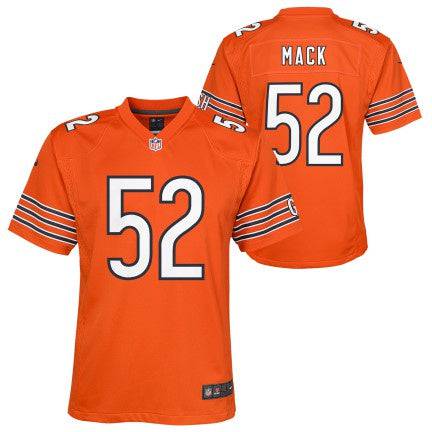 Youth Nike Khalil Mack Alternate Orange Chicago Bears Game Jersey product image 1, provided for visual reference and product