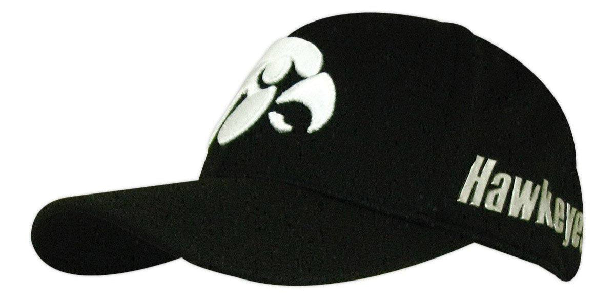 NCAA Iowa Hawkeyes Ultrasonic Black One Fit Flex Hat product image 1, provided for visual reference and product detail review