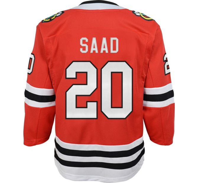Youth Chicago Blackhawks Brandon Saad NHL Branded Premier Home Jersey product image 1, provided for visual reference and