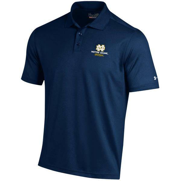 Under Armour Notre Dame Fighting Irish Navy Logo Performance Polo for Men product image 1, provided for visual reference and