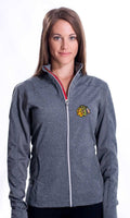 Chicago Blackhawks Levelwear Aurora Script Full Zip Jacket-Gray for Women product image 1, provided for visual reference and