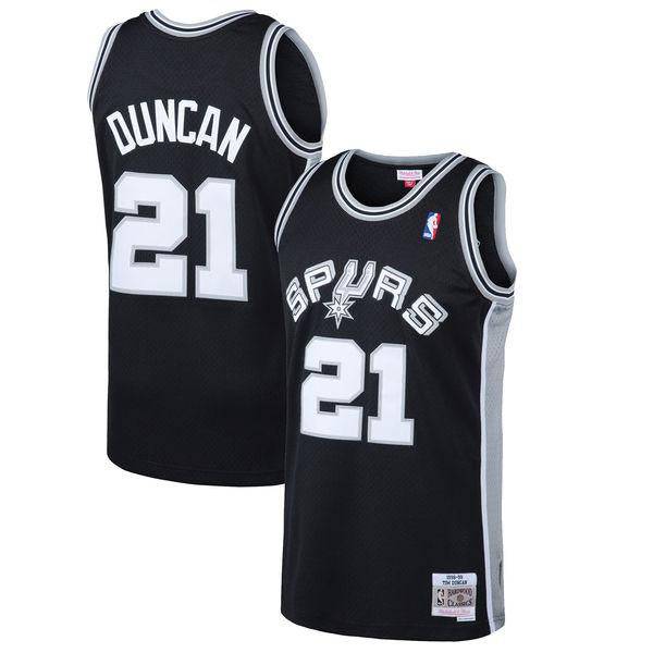Mens San Antonio Spurs Tim Duncan Mitchell & Ness Black 1998-99 Hardwood Classics Swingman Jersey product image 1, provided
