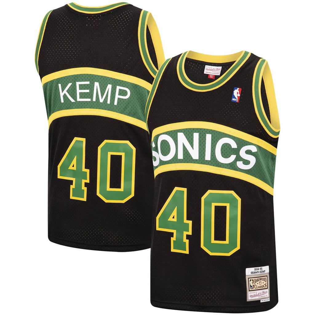 Shawn Kemp Seattle SuperSonics Mitchell & Ness Black 1994-95 Hardwood Classics Reload Swingman Jersey for Men product image