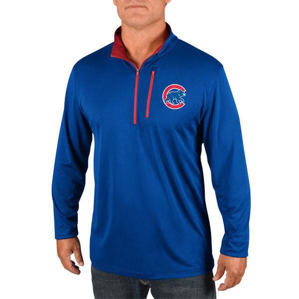 Chicago Cubs Royal Half-Zip Pullover Top by Majestic for Men product image 1, provided for visual reference and product
