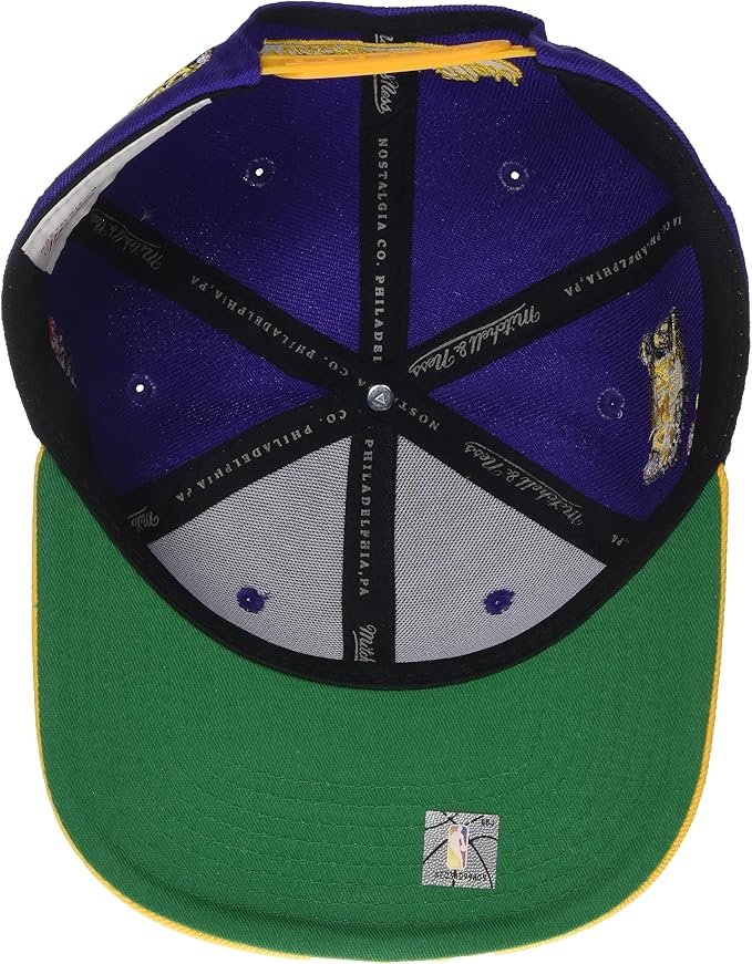 Los Angeles Lakers NBA Patched Up 2 Tone Purple/ Gold Mitchell & Ness Adjustable Snapback Hat for Men product image 3,
