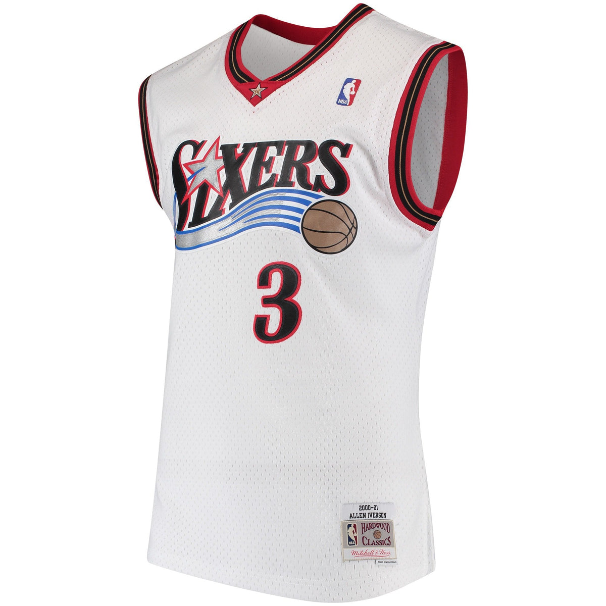 Men’s Allen Iverson Philadelphia 76ers 2000-2001 Swingman White Replica Jersey By Mitchell & Ness product image 2, provided