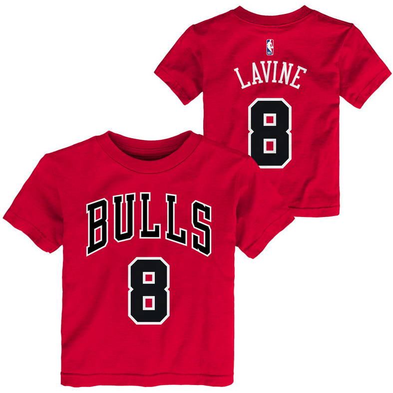 Child Zach Lavine Chicago Bulls Name And Number T-Shirt product image 1, provided for visual reference and product detail