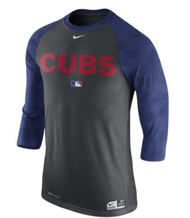Chicago Cubs Charcoal Heather 3/4 Sleeve Nike AC Legend Shirt for Men product image 1, provided for visual reference and