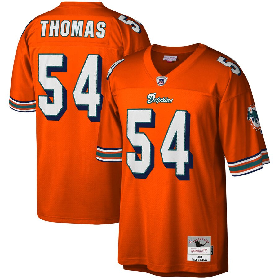 Miami Dolphins Zach Thomas Mitchell & Ness Orange Legacy Replica Jersey for Men product image 1, provided for visual