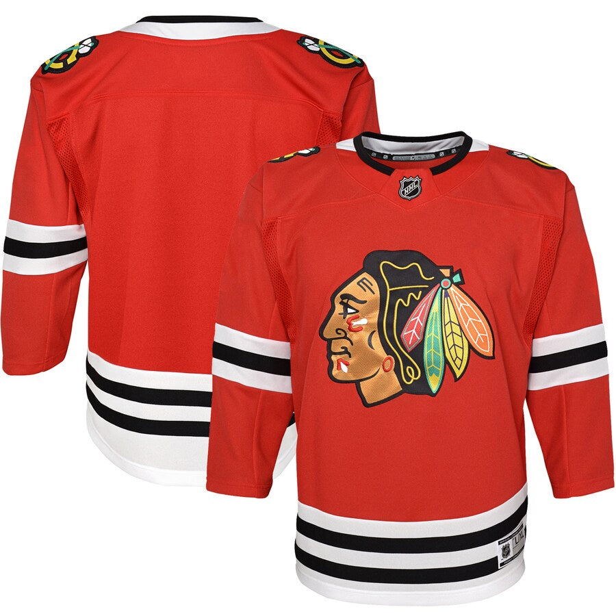 NHL Youth Chicago Blackhawks Custom Personalized Premier Red Home Jersey product image 3, provided for visual reference and