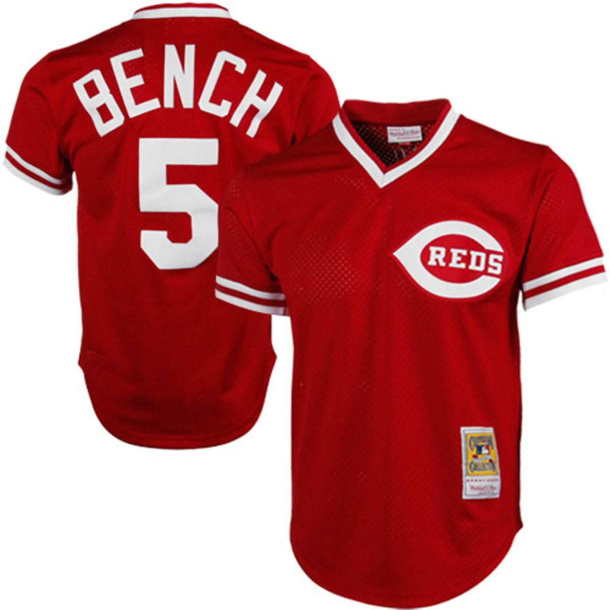 Cincinnati Reds Johnny Bench Mitchell & Ness Red 1983 Authentic Cooperstown Collection Mesh Batting Practice Jersey for Men