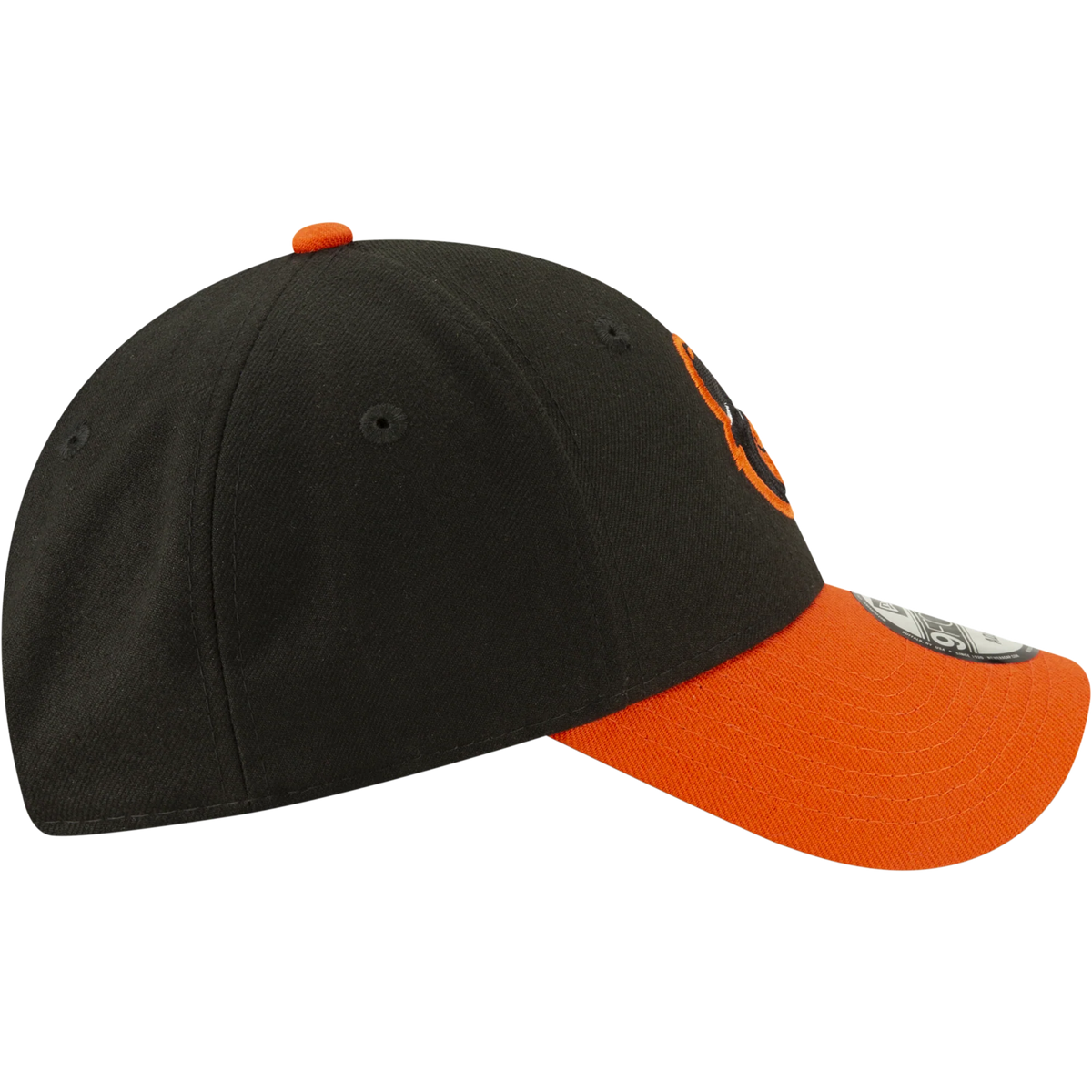 Mens New Era Baltimore Orioles The League 9FORTY Black/Orange Road Adjustable Game Cap product image 4, provided for visual