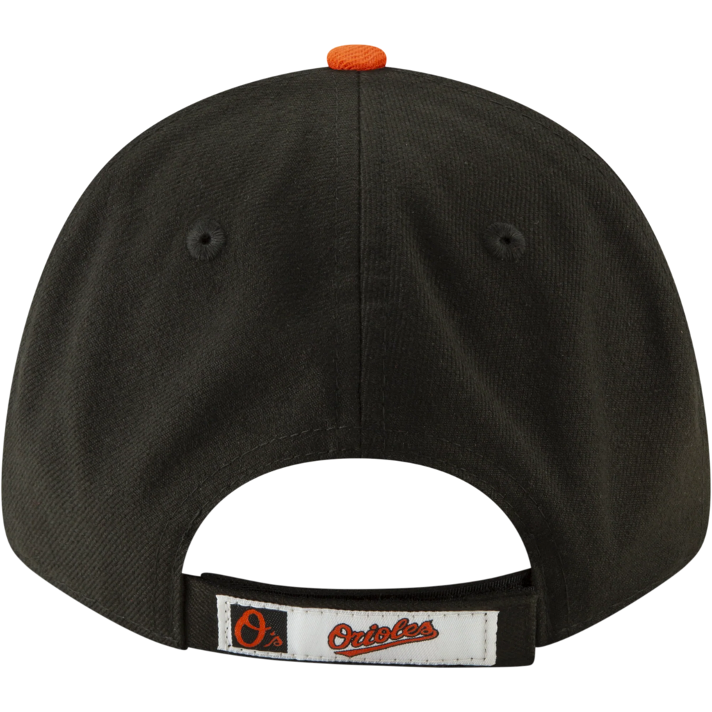 Mens New Era Baltimore Orioles The League 9FORTY Black/Orange Road Adjustable Game Cap product image 5, provided for visual