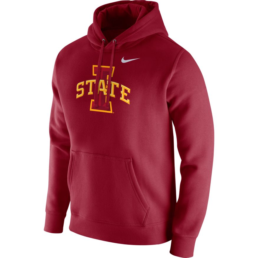 Nike Men Iowa State Cyclones Red Club Fleece Hoodie product image 1, provided for visual reference and product detail review