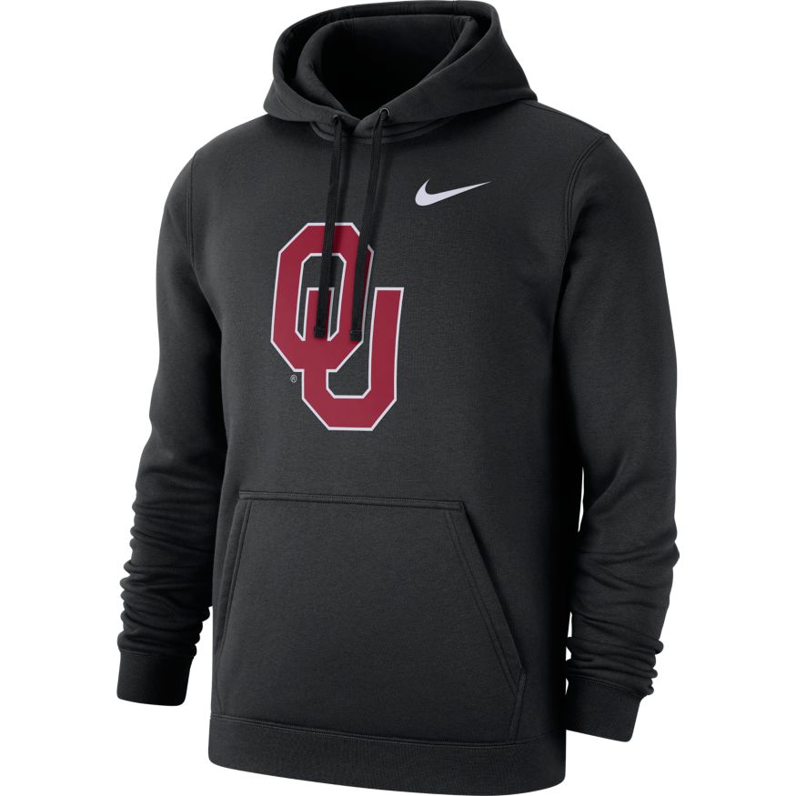 Nike Oklahoma Sooners Black Club Fleece Hoodie for Men product image 1, provided for visual reference and product detail