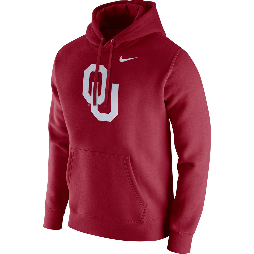 Nike Oklahoma Sooners Maroon Club Fleece Hoodie for Men product image 1, provided for visual reference and product detail