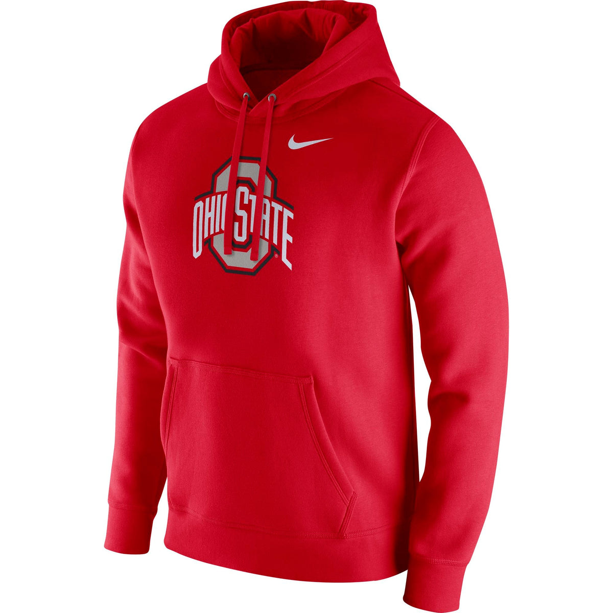 Ohio State Buckeyes Nike Logo Club Fleece Pullover Hoodie - Scarlet product image 1, provided for visual reference and