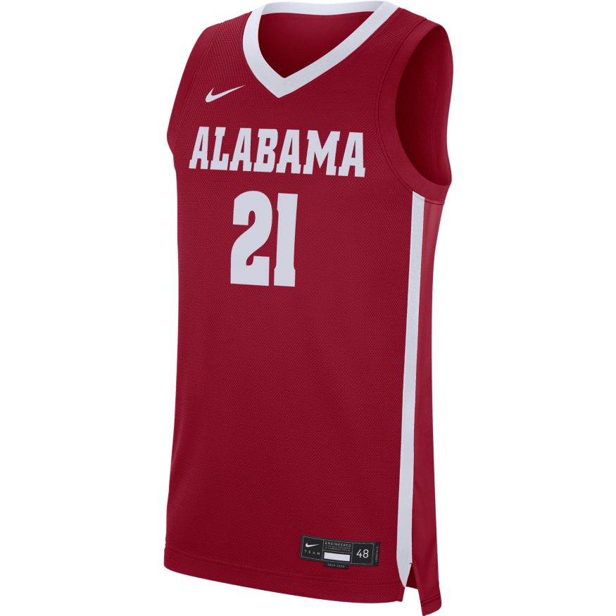 NCAA Alabama Crimson Tide Nike #21 Crimson Replica Basketball Jersey for Men product image 1, provided for visual reference