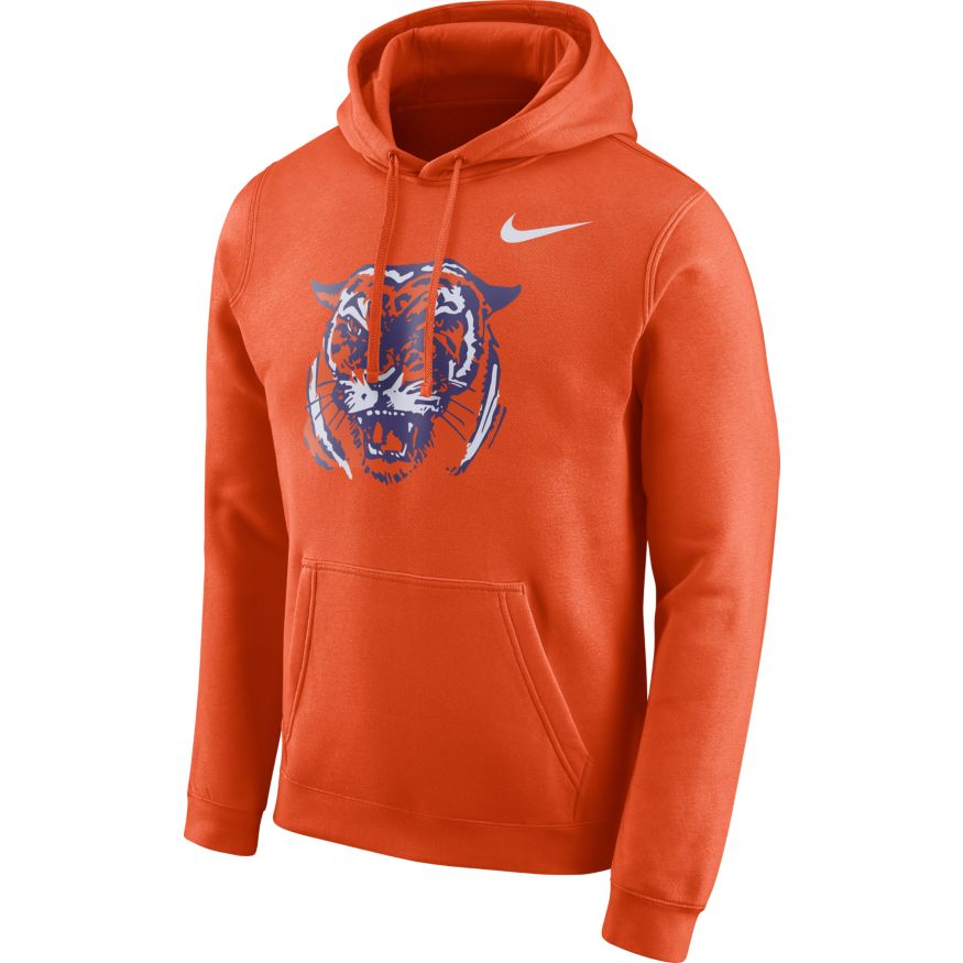 Nike Men Clemson Tigers Orange Vault Club Fleece Hoodie product image 1, provided for visual reference and product detail