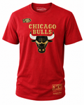 Mens Chicago Bulls Red 1998 NBA Finals Mist Gold Mitchell And Ness T-Shirt product image 1, provided for visual reference