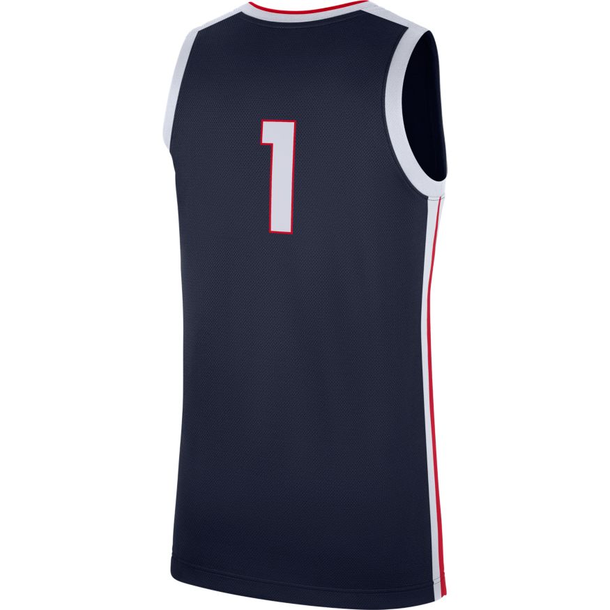 NCAA Gonzaga Bulldogs Nike #1 Navy Replica Basketball Jersey for Men product image 2, provided for visual reference and