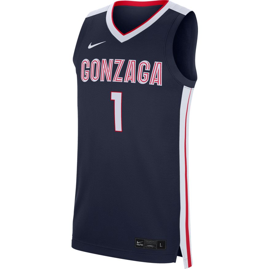 NCAA Gonzaga Bulldogs Nike #1 Navy Replica Basketball Jersey for Men product image 1, provided for visual reference and