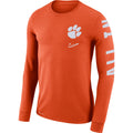 Mens Nike Clemson Tigers Mantra Orange Long Sleeve T-Shirt product image 1, provided for visual reference and product detail