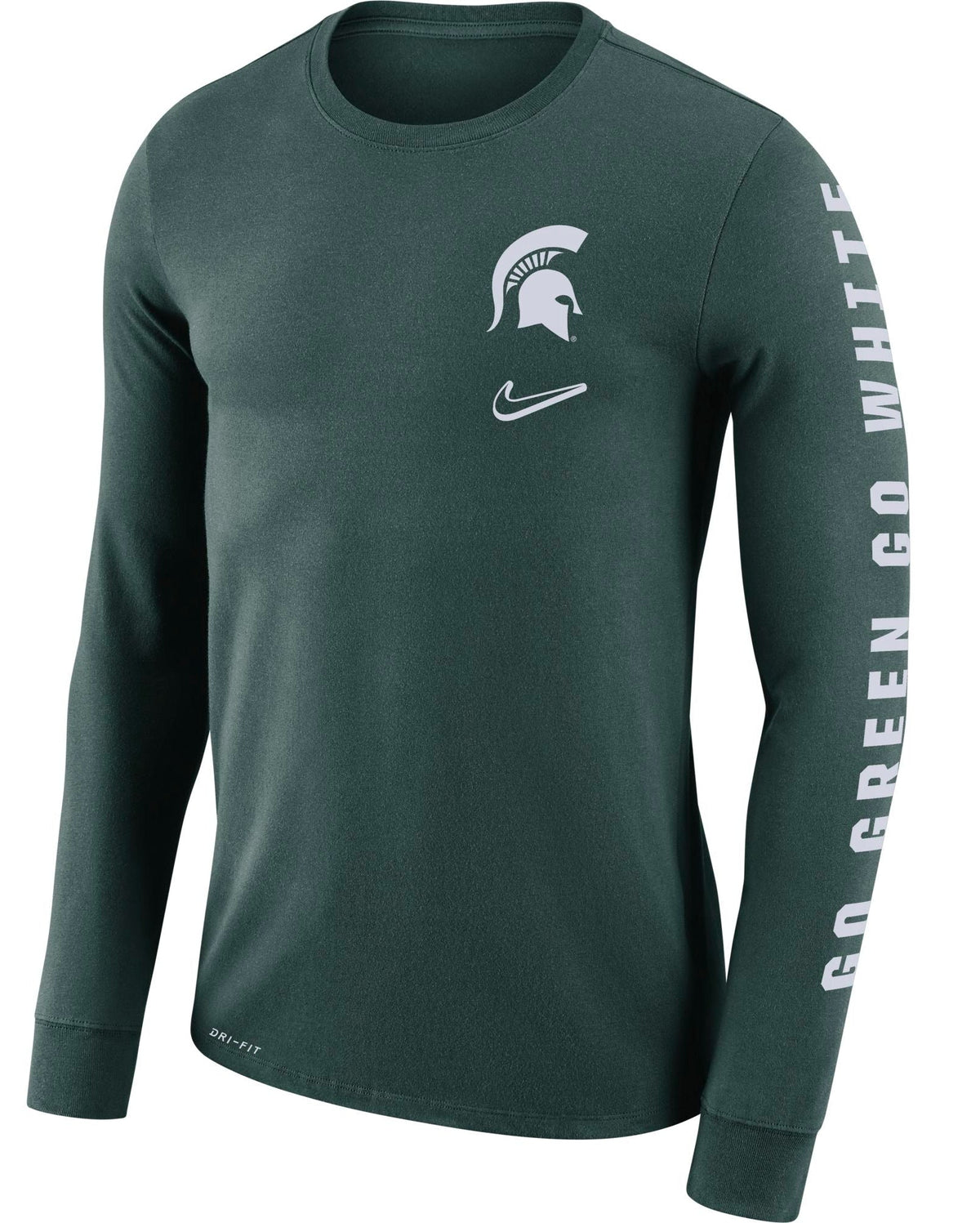 Mens Nike Michigan State Spartans Mantra Green Long Sleeve T-Shirt product image 1, provided for visual reference and