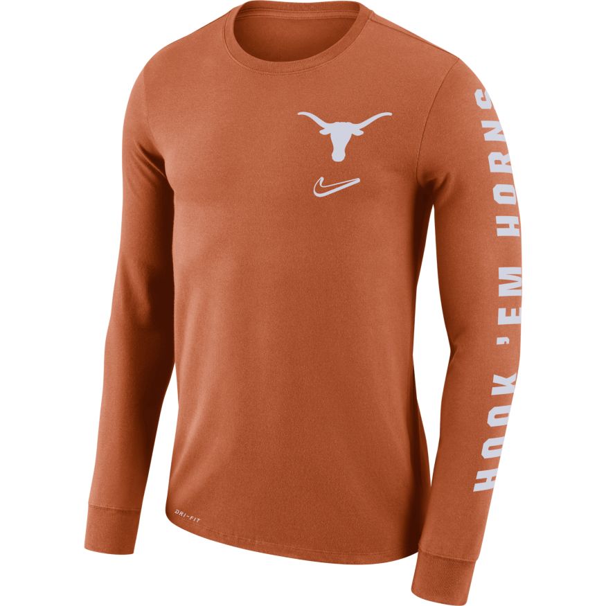Texas Longhorns Nike College Dri-FIT Mantra Long-Sleeve T-Shirt for Men product image 1, provided for visual reference and
