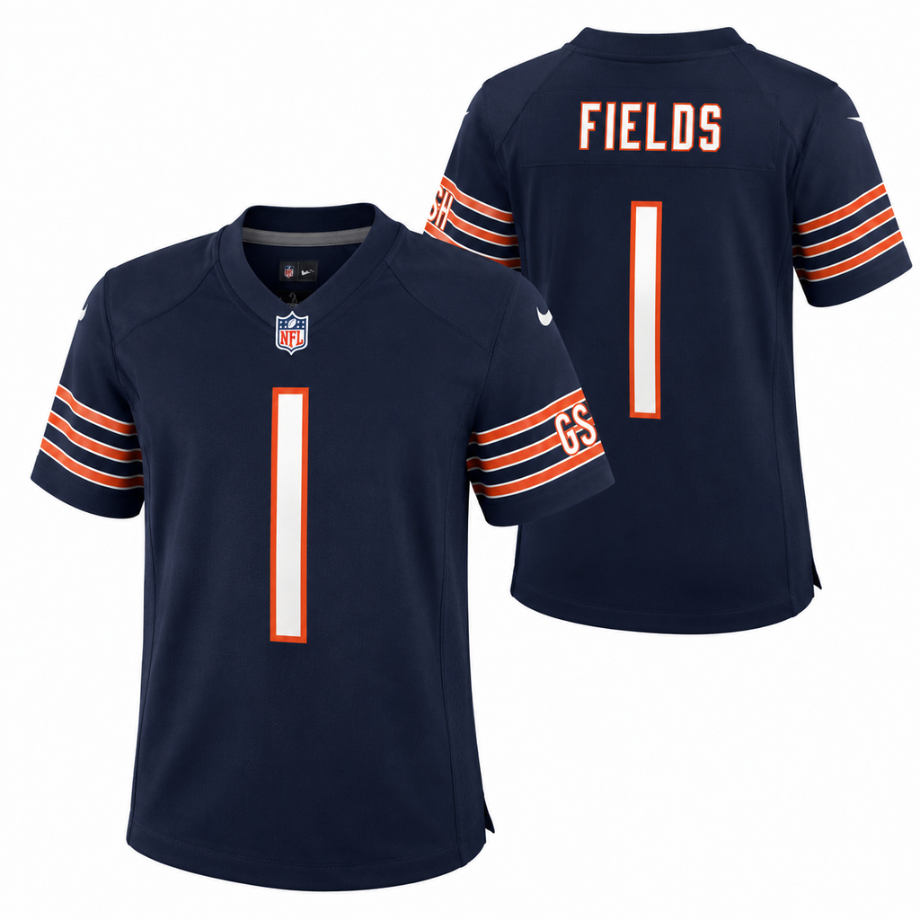 Infant Chicago Bears Justin Fields Nike Navy Replica Game Jersey product image 1, provided for visual reference and product