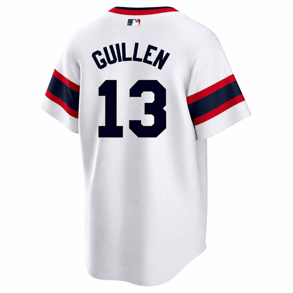 NIKE Men Ozzie Guillen Chicago White Sox 1985 Home White Premium Lettering Replica Jersey product image 2, provided for