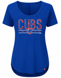 Chicago Cubs Tough Decision Short Sleeve T-Shirt By Majestic for Women product image 1, provided for visual reference and