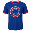 Youth Chicago Cubs Baseball Stripes Ringer T-Shirt By Majestic product image 1, provided for visual reference and product