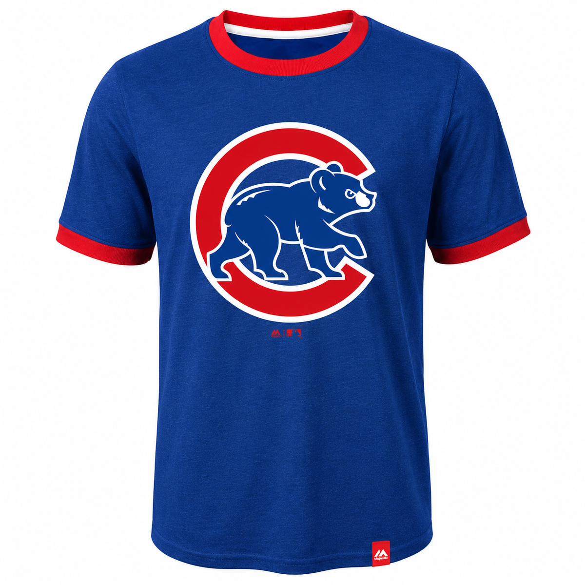 Youth Chicago Cubs Baseball Stripes Ringer T-Shirt By Majestic product image 1, provided for visual reference and product