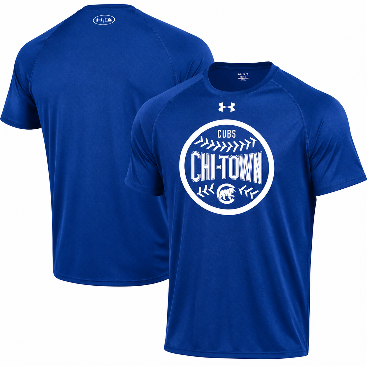 Mens Chicago Cubs Under Armour Chi-Town Ball Heat Gear T-Shirt product image 1, provided for visual reference and product
