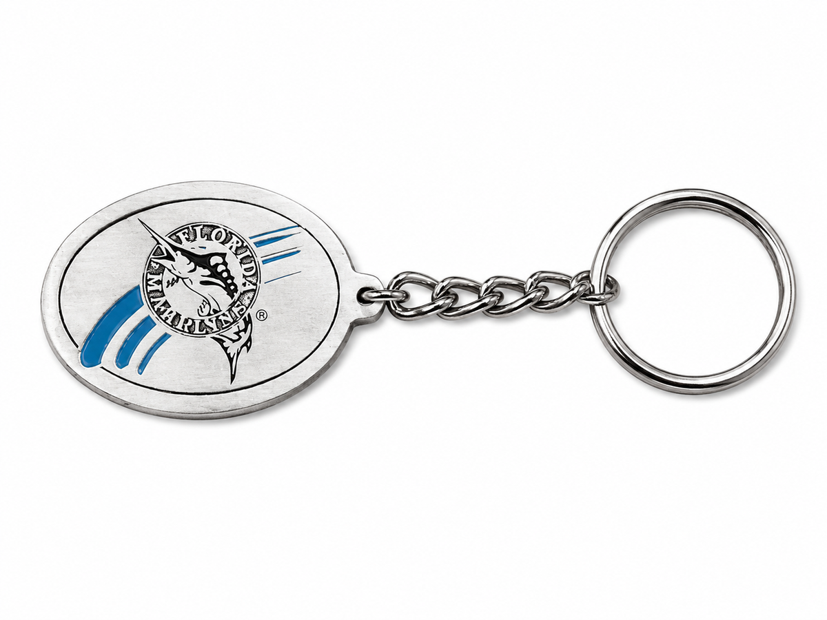 Florida Marlins MLB Metal Oval Keychain product image 1, provided for visual reference and product detail review
