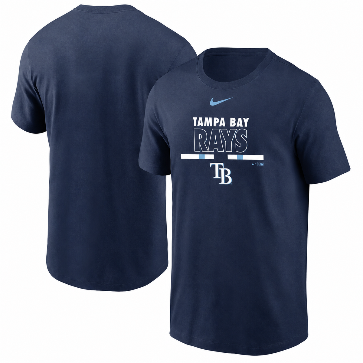 Tampa Bay Rays Nike Color Bar T-Shirt - Navy product image 1, provided for visual reference and product detail review