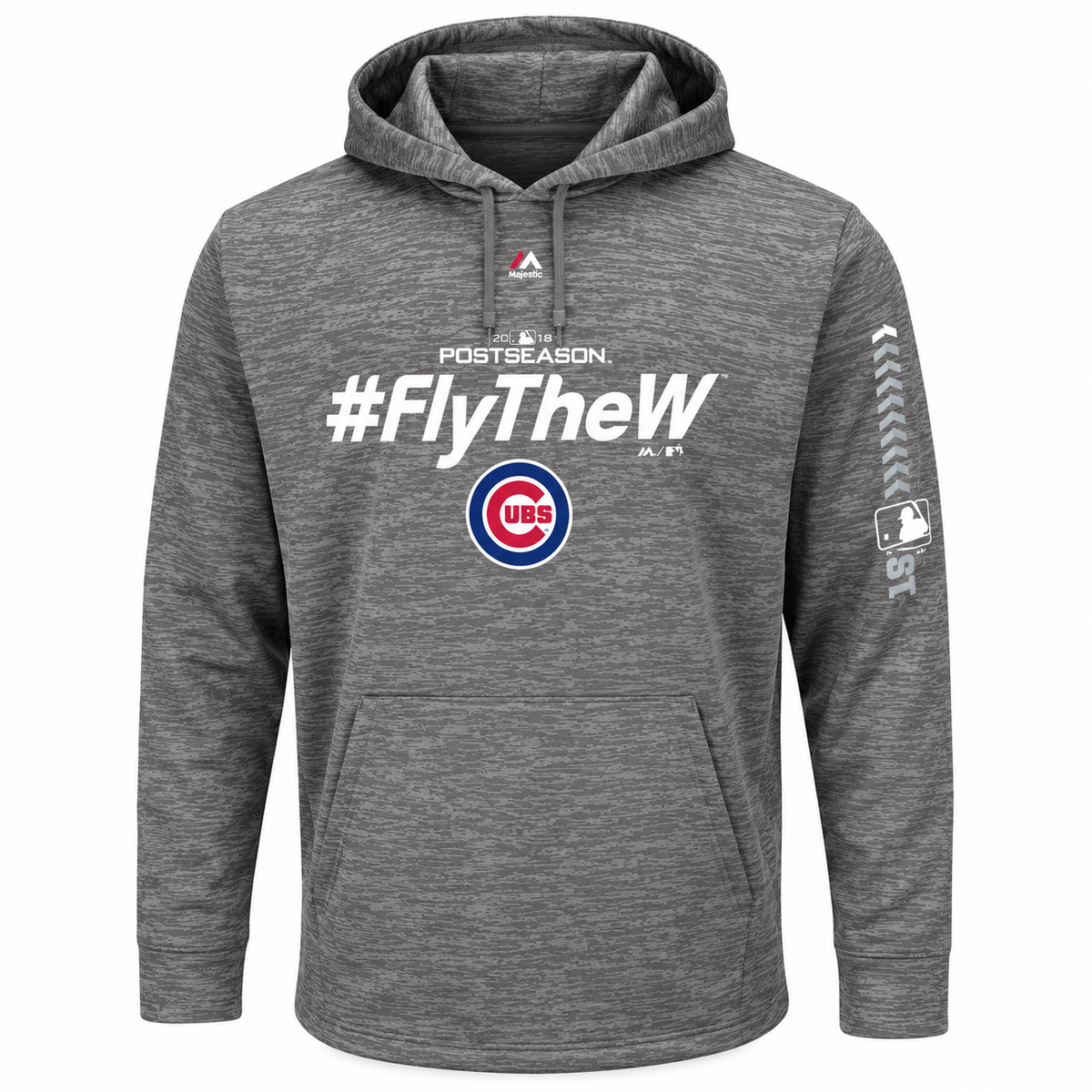 Chicago Cubs Majestic Gray 2018 Postseason Authentic Collection Streak Fleece Pullover Hoodie for Men product image 1,