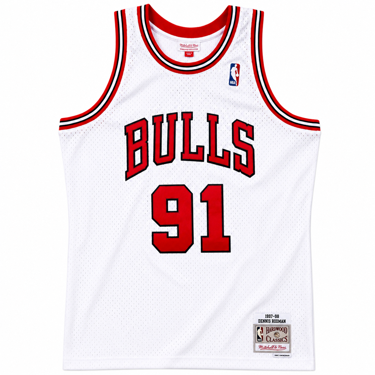 Chicago Bulls Dennis Rodman Mitchell & Ness White 1997-98 Hardwood Classics Swingman Jersey for Men product image 2,