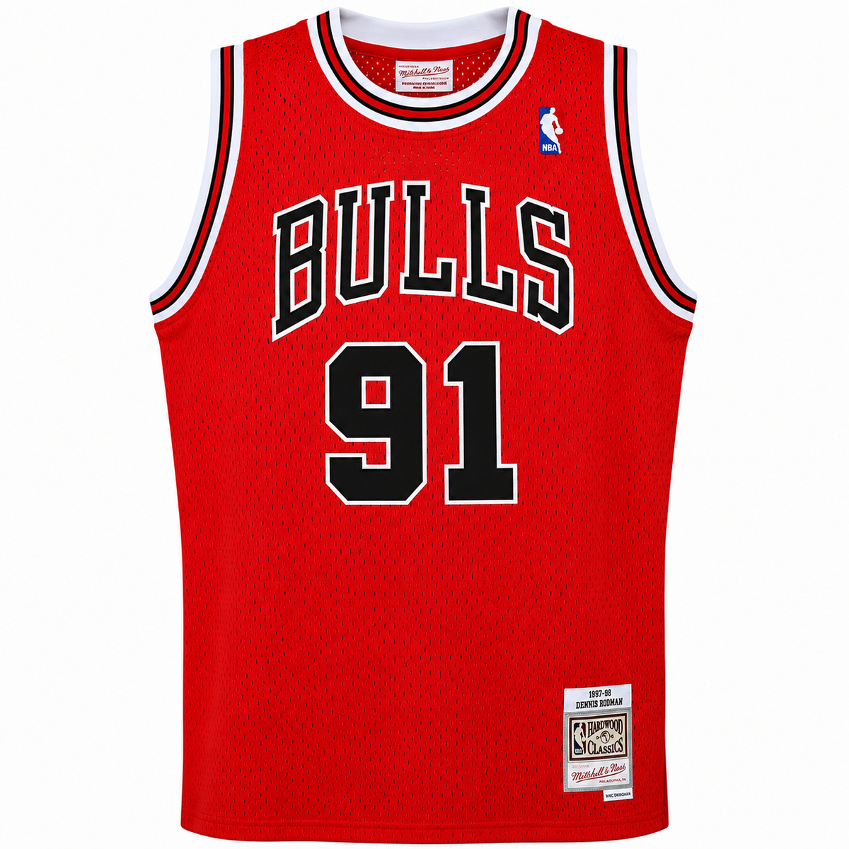 Youth Chicago Bulls Dennis Rodman Mitchell & Ness Red 1995-96 Hardwood Classics Swingman Jersey product image 2, provided