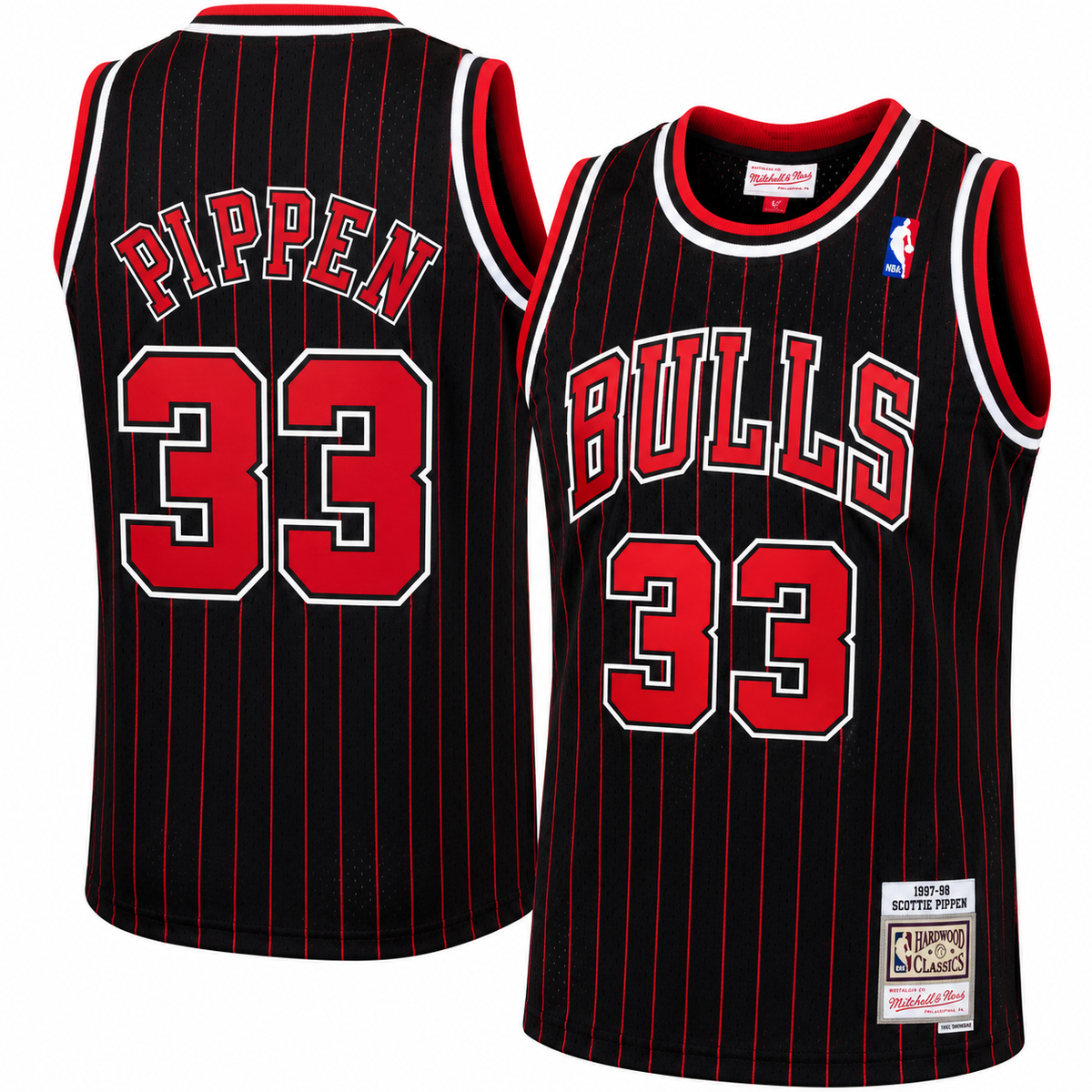 Youth Chicago Bulls Scottie Pippen Mitchell & Ness Black 1995-96 Hardwood Classics Swingman Jersey product image 1, provided