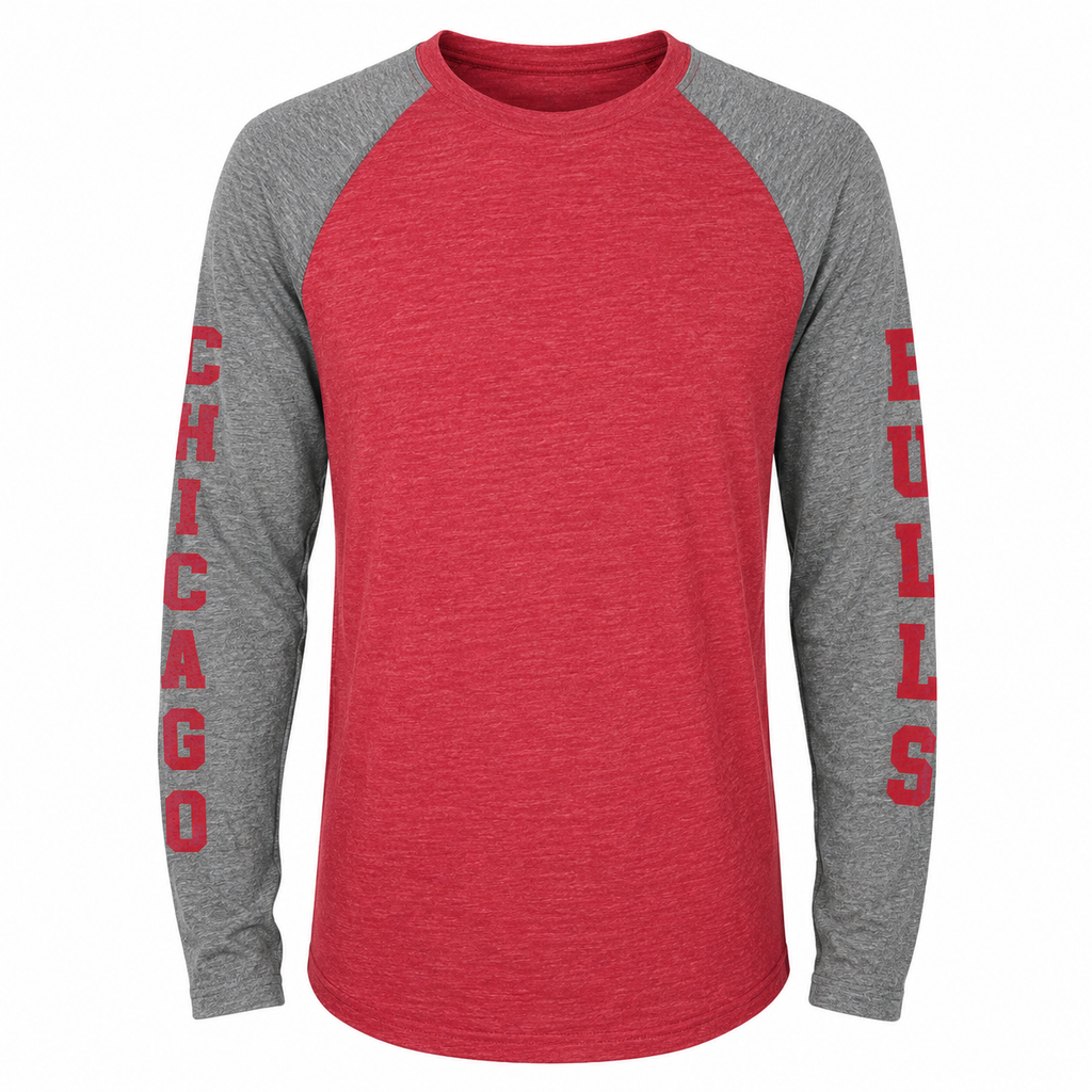 Youth Chicago Bulls Fadeaway Raglan Long Sleeve T-Shirt product image 2, provided for visual reference and product detail