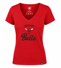 Womens Chicago Bulls Red '47 NBA Spirit Script V-Neck Short Sleeve T-Shirt product image 1, provided for visual reference